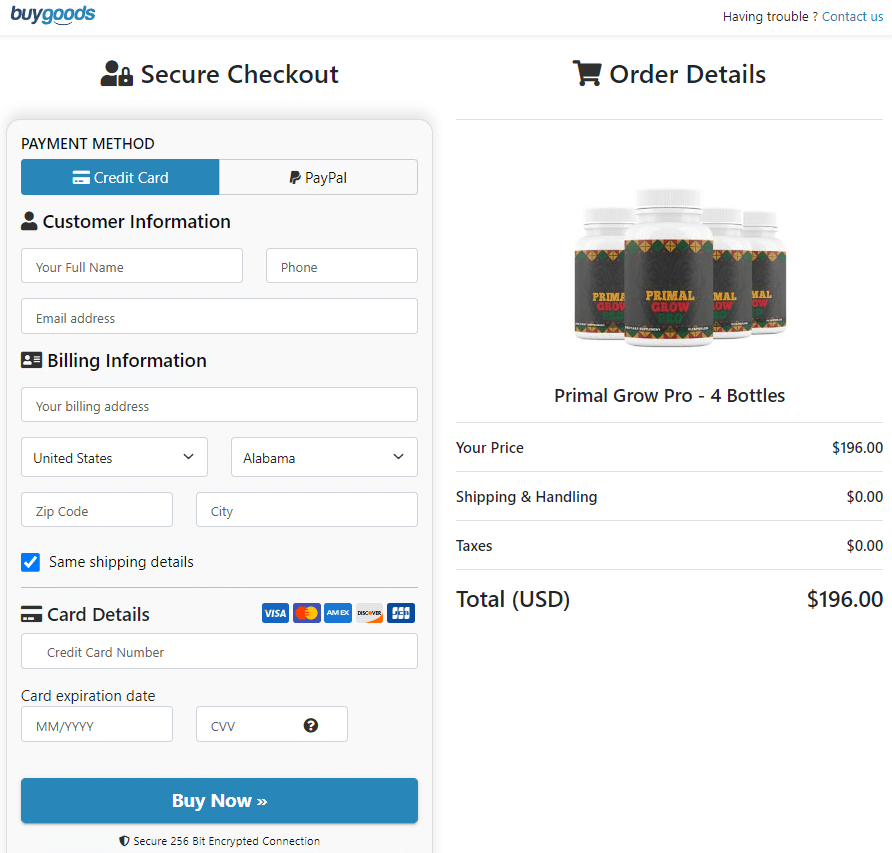 Primal Grow Pro Order Page